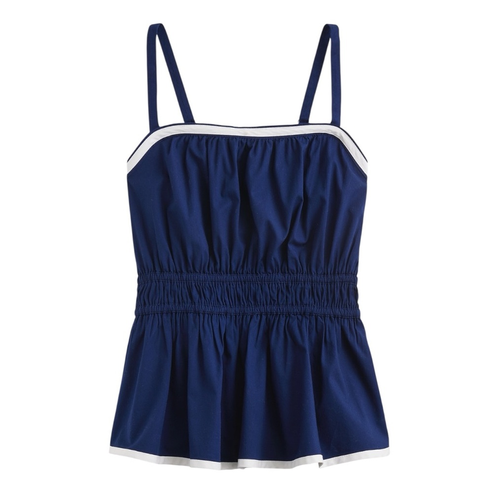 J.Crew Factory Strappy Shirred Top in Antique Navy